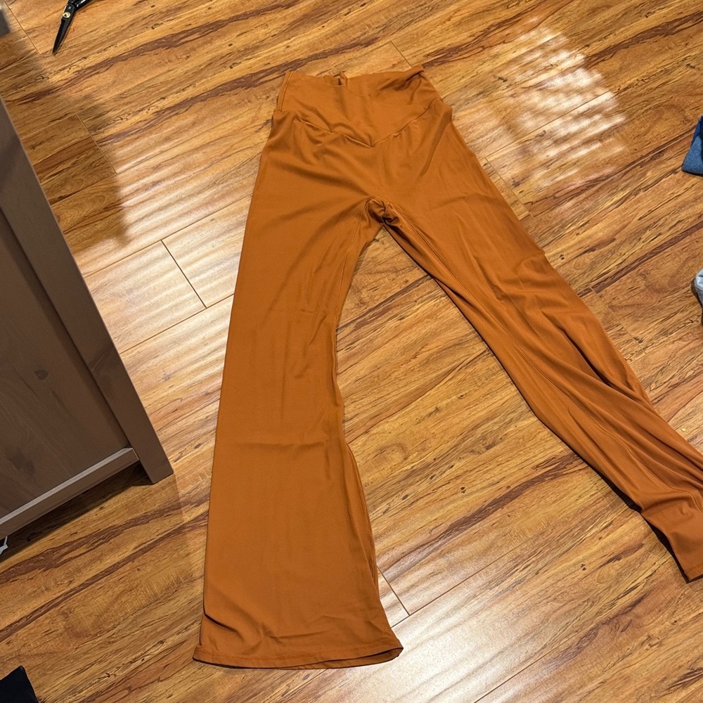 V-Waist Flare Pants in Warm Rust